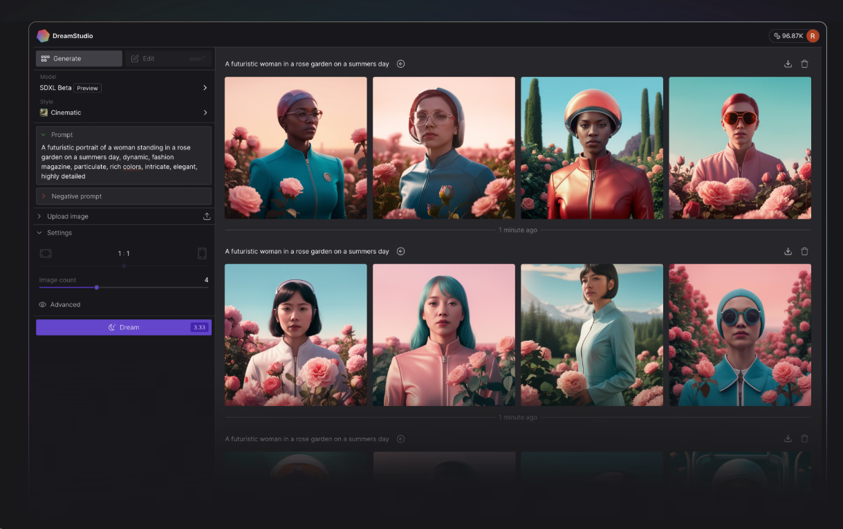 AI图像生成神器,免费在线创作:DreamStudioAI