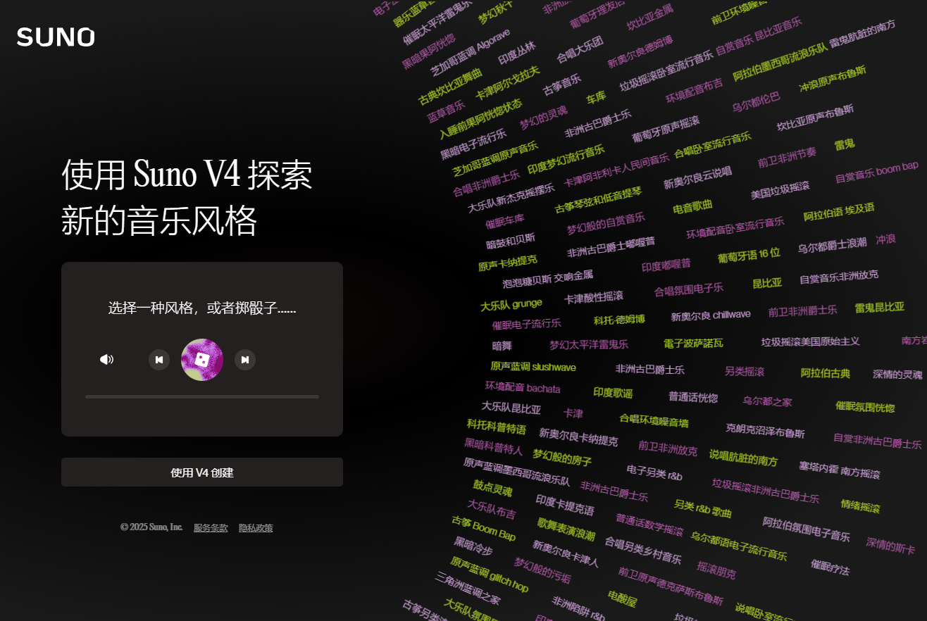 Suno AI音乐神器:新手秒出完整歌曲,无需技能,支持50种语言+多风格模板,一键创作中文歌曲+商用授权!
