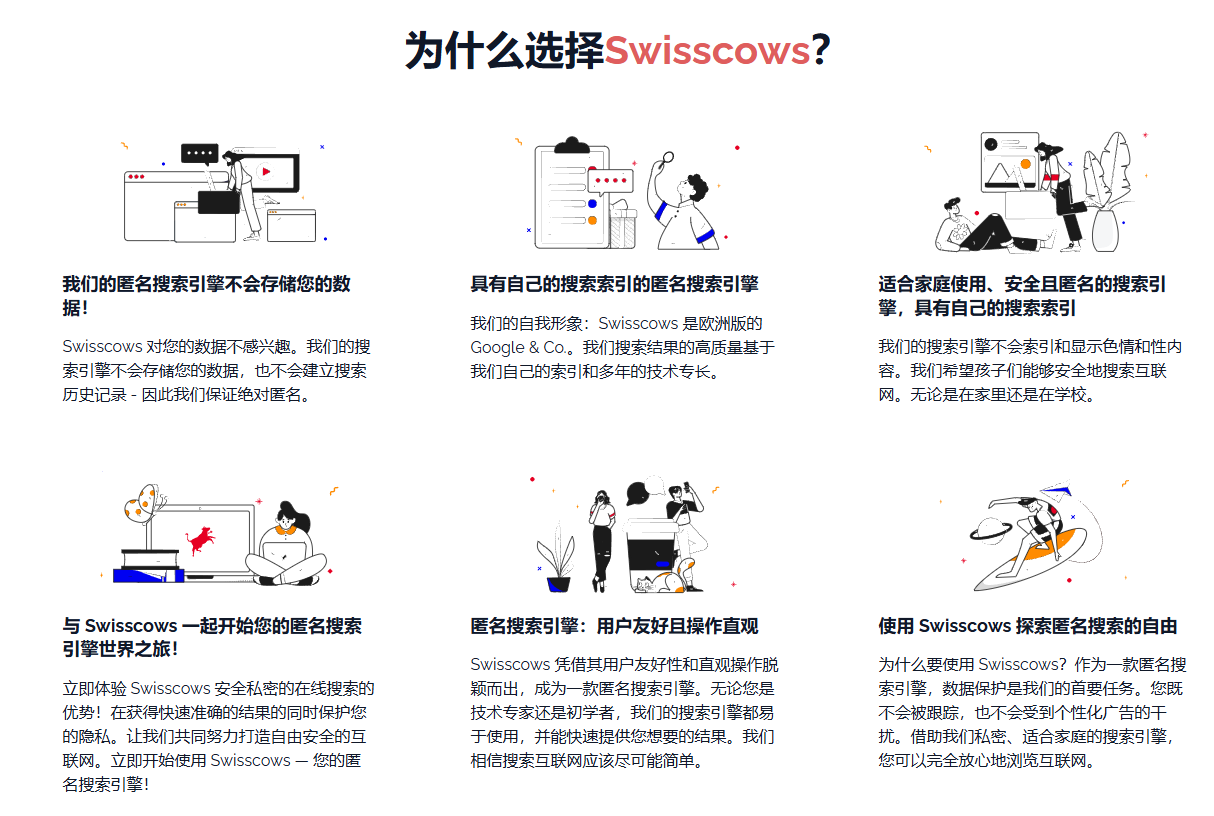 体验匿名,安全,隐私,AI搜索引擎:Swisscows
