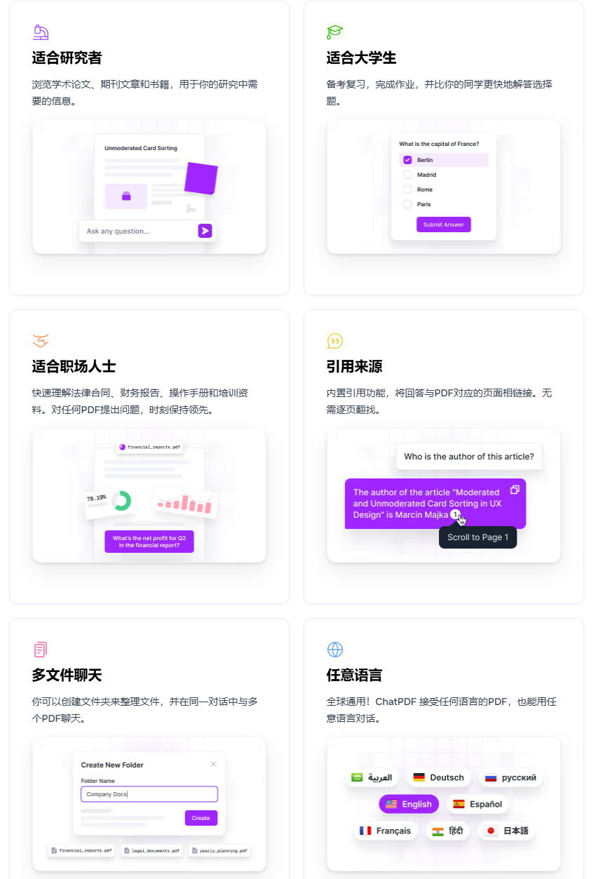 文件转换、翻译、分析、多文件聊天,全面集合,体验AI智能文档处理:ChatPDF AI工具