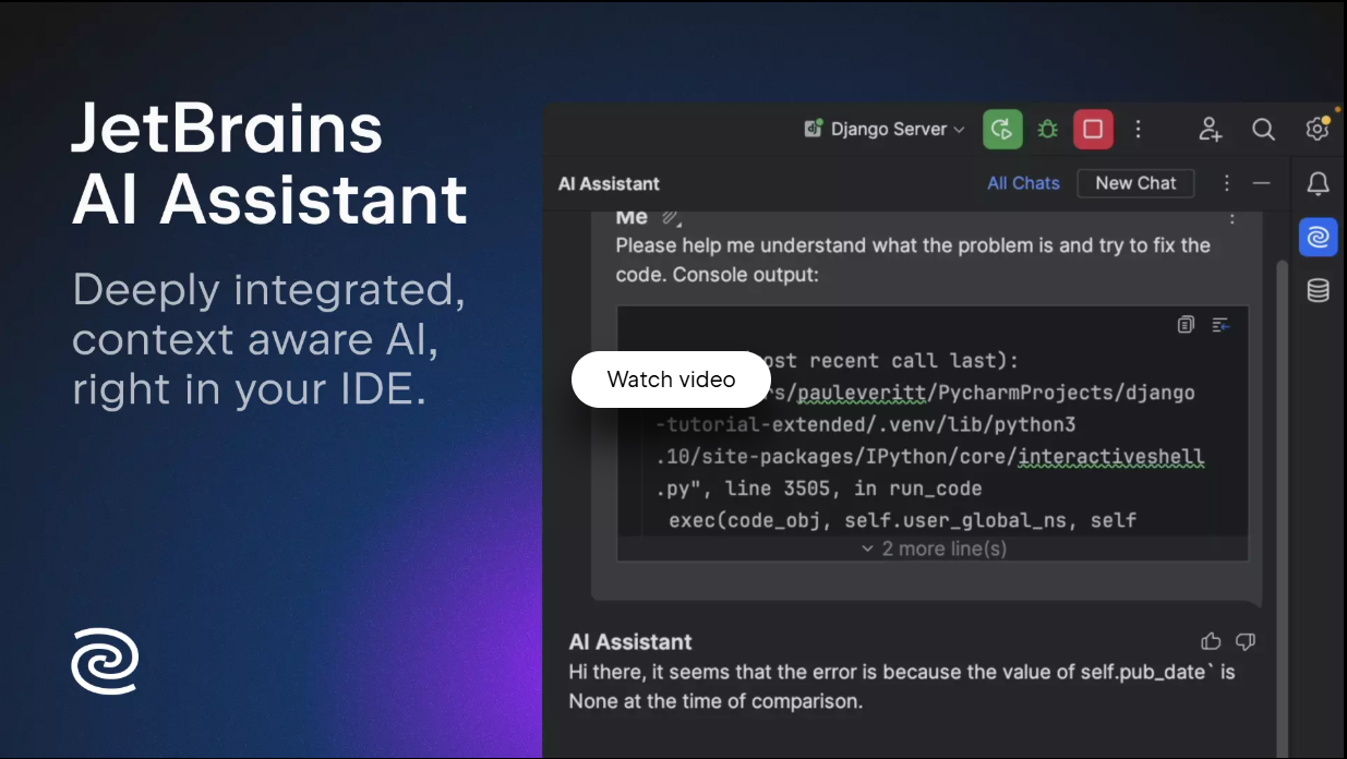 JetBrains AI:支持多种语言,包括 IntelliJ IDEA、PyCharm等,提供强大的开发者工具