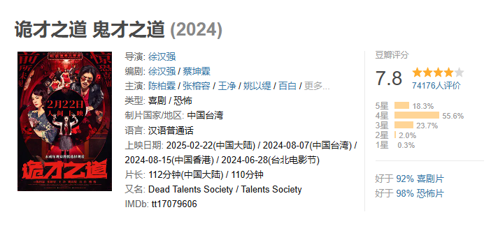 【诡才之道 鬼才之道】陈柏霖张榕容主演-爆笑喜剧恐怖片-豆瓣电影推荐
