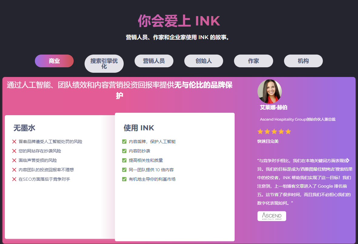 AI智能SEO内容创作-AI智能文案生成-快速提升排名 - Ink AI SEO工具