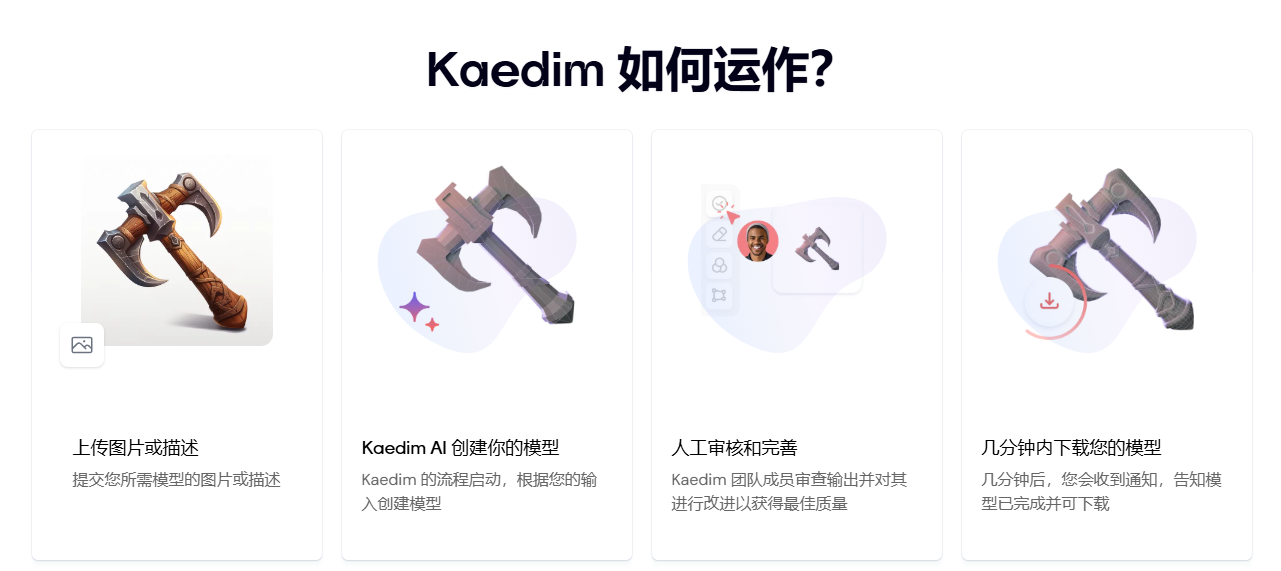 2D图片转3D模型在线平台,AI自动建模 :Kaedim3D