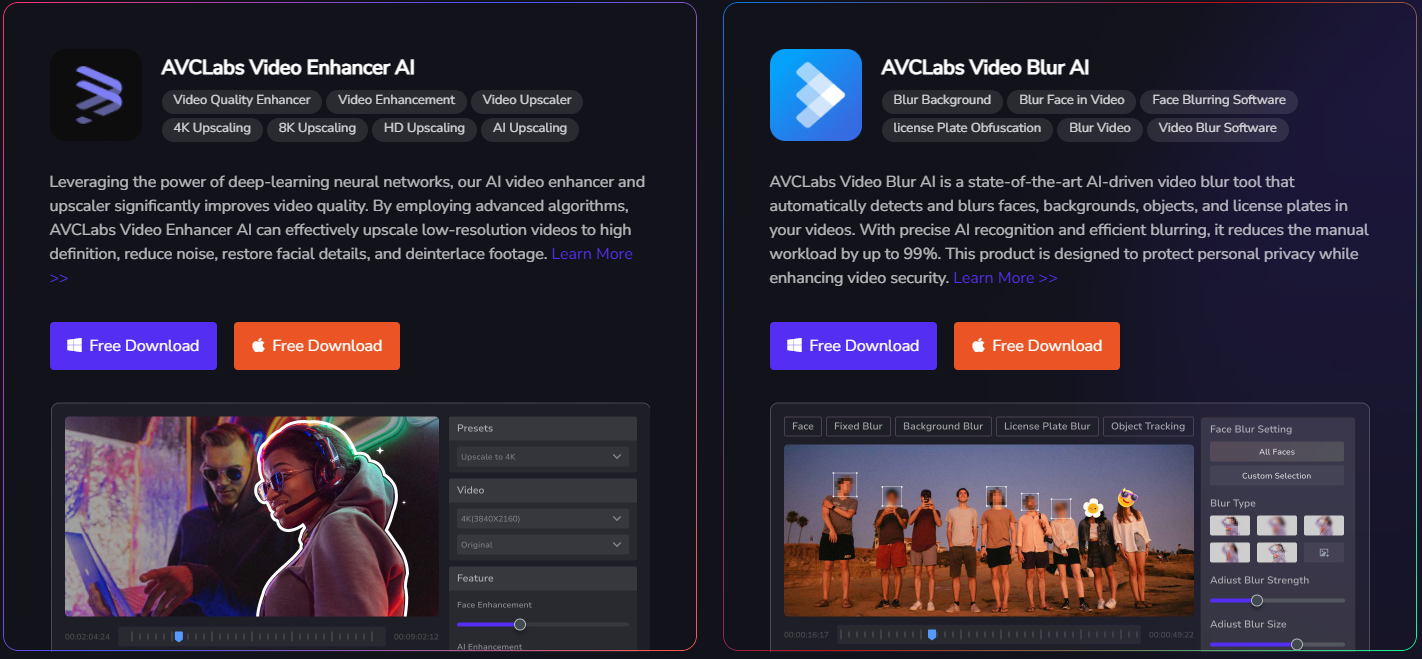 AVC Labs AI: 智能多媒体增强平台 | AI视频增强、照片修复、对象移除