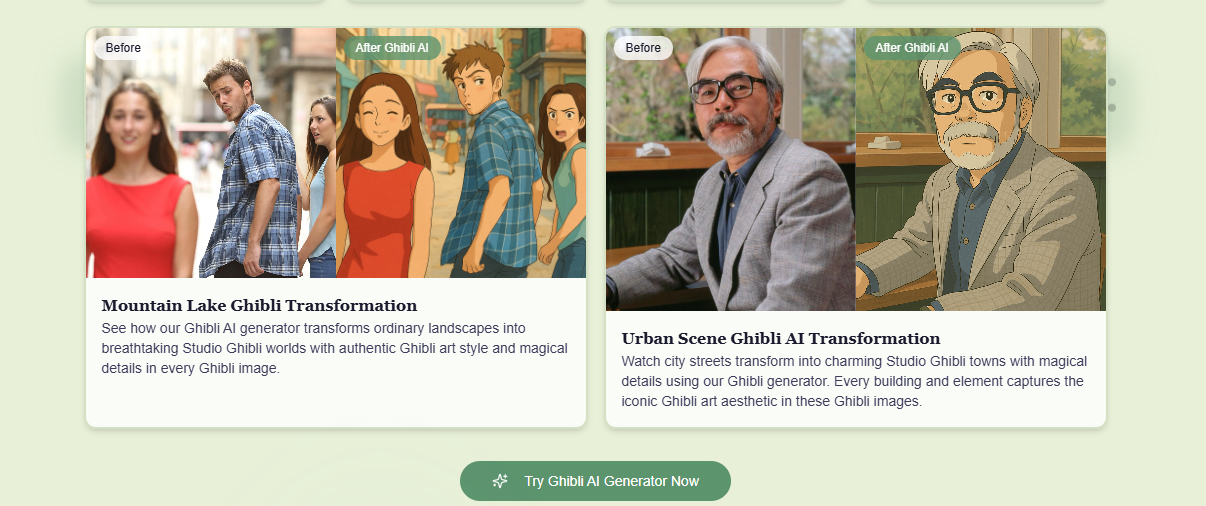 Ghibli AI : 体验吉卜力魔力-在线生成独特动画风格照片