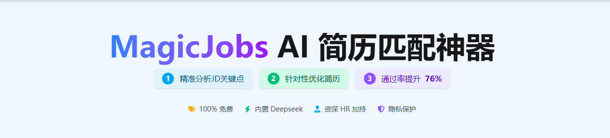 MagicJobs AI:AI简历优化神器-助你轻松拿Offer-面试率提升3倍!