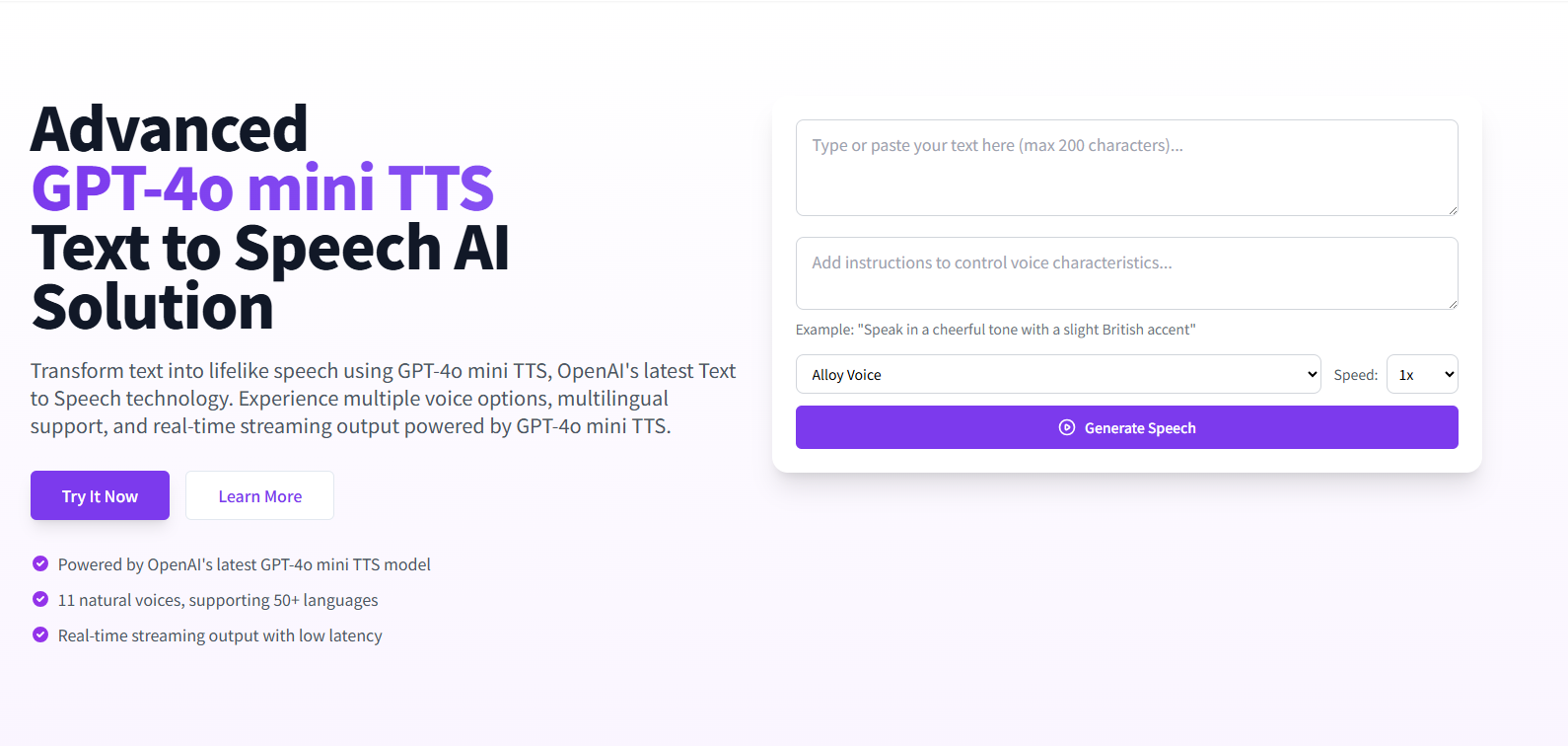 Minitts AI:GPT-4o驱动AI语音,自由定制情感语调!
