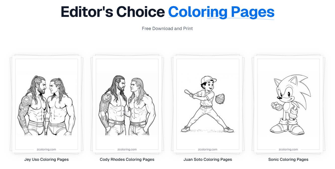 zcoloring:免费AI涂色页生成器,文字秒变可打印线稿