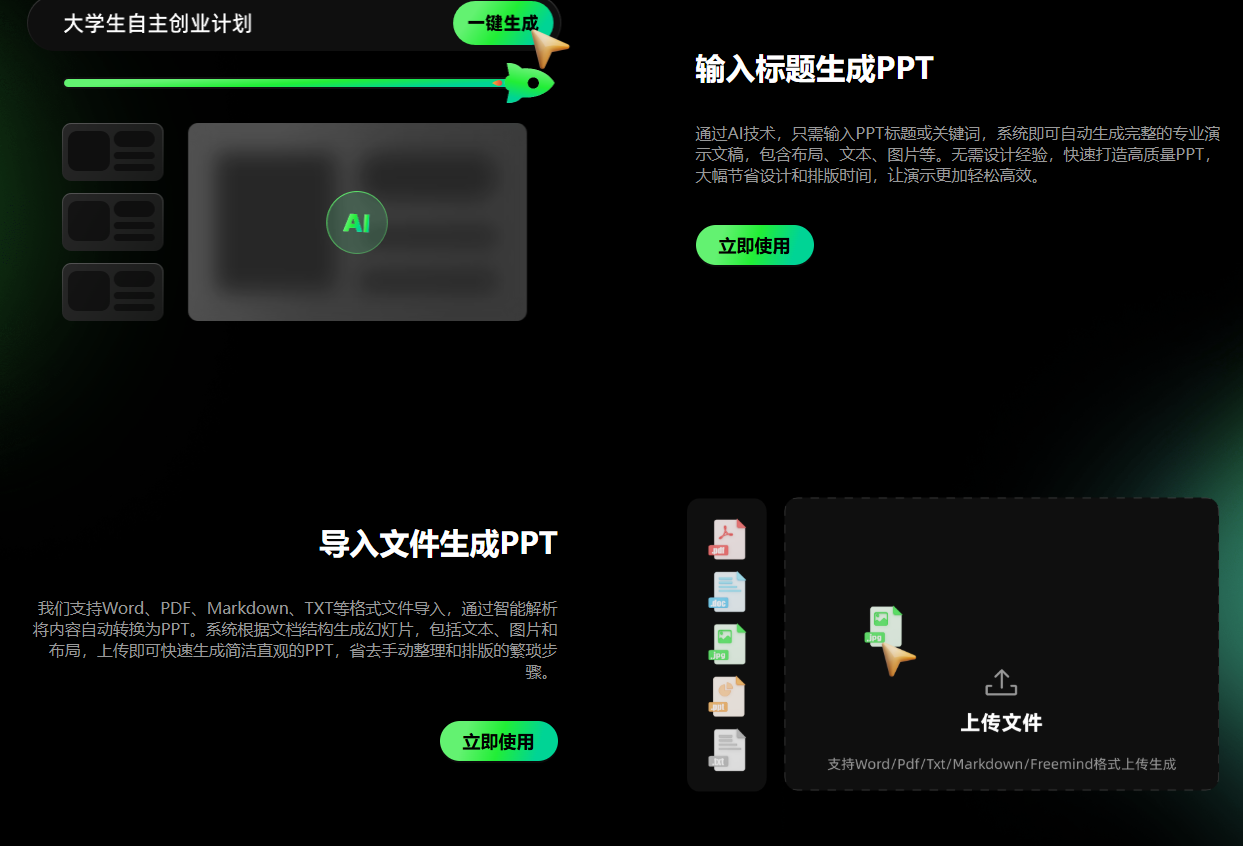 麦当秀PPT:输入标题,1分钟帮你生成完美PPT
