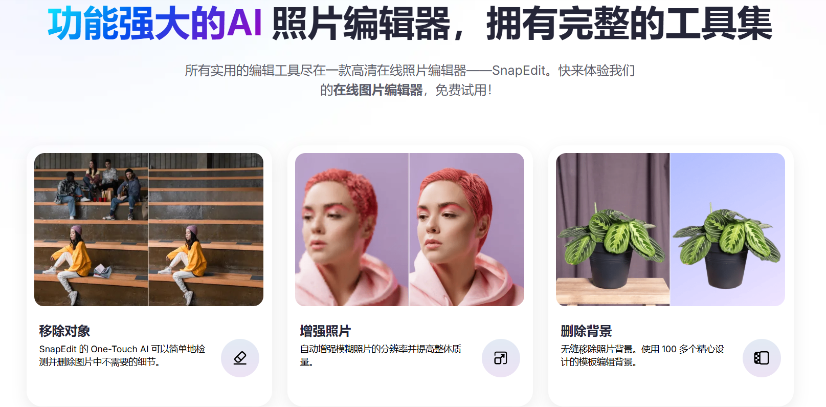 snapedit:AI 驱动的在线照片编辑器